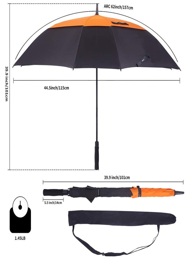 Doubwell square umbrella with automatic and windproof (Black/orange, 62 inch) - Image 2